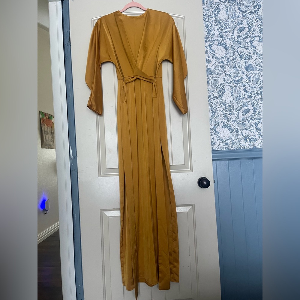 ASOS Mustard Long Sleeve Wrap Dress